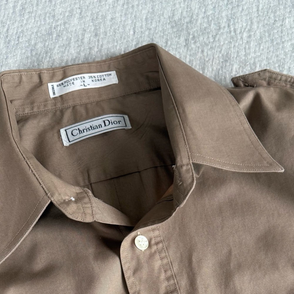 Vintage Dior Tan Button Down Shirt - unisex -size L - Picture 3 of 11